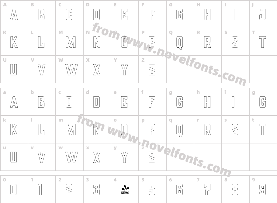 FSP DEMO Vourla Block Outline RegularCharacter Map