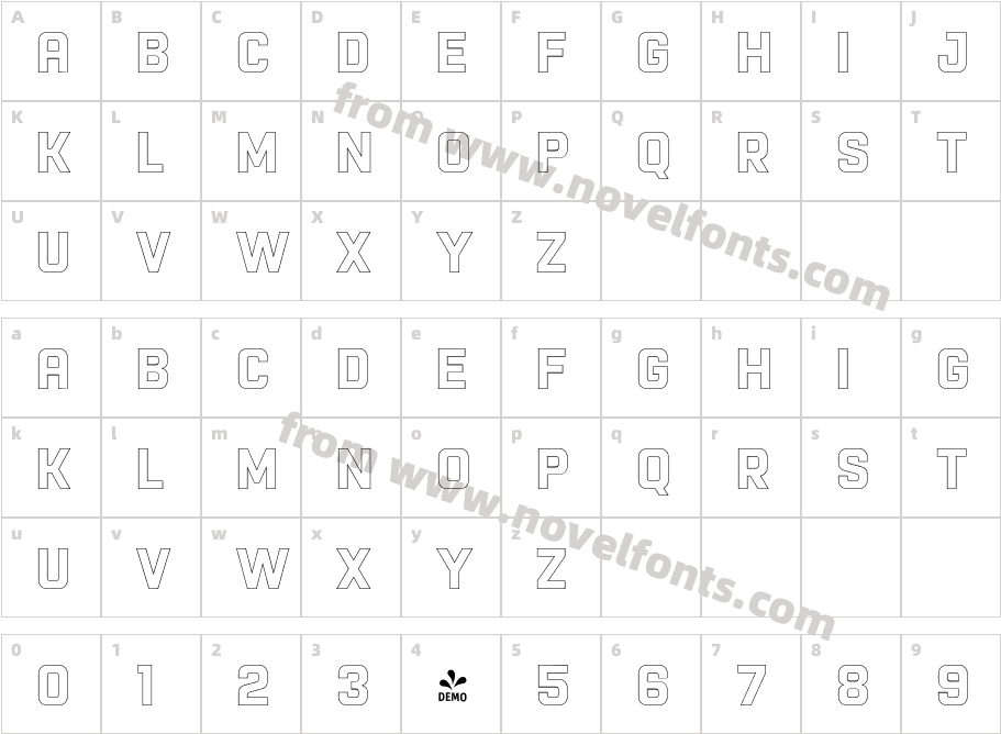 FSP DEMO Vourla Display Outline RegularCharacter Map