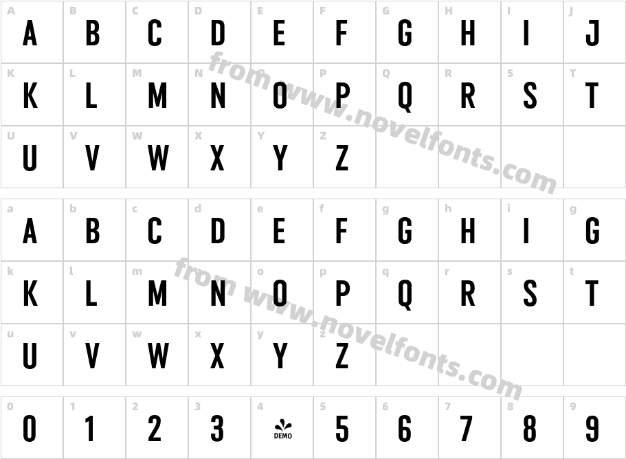 FSP DEMO Vourla Narrow Basic RegularCharacter Map