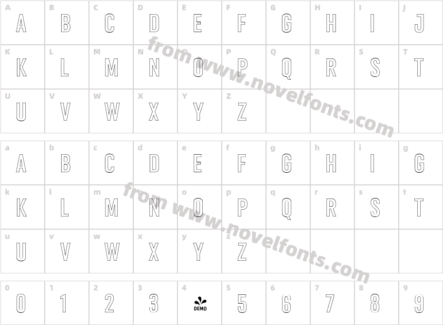 FSP DEMO Vourla Narrow Outline RegularCharacter Map