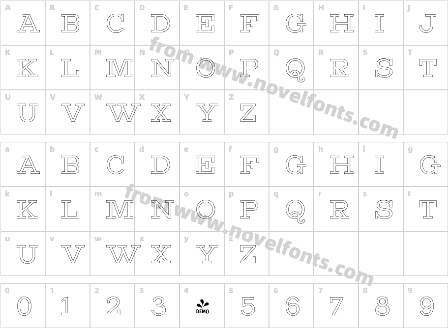 FSP DEMO Vourla Serif Outline RegularCharacter Map