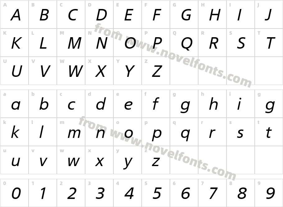 Fact VF ItalicCharacter Map
