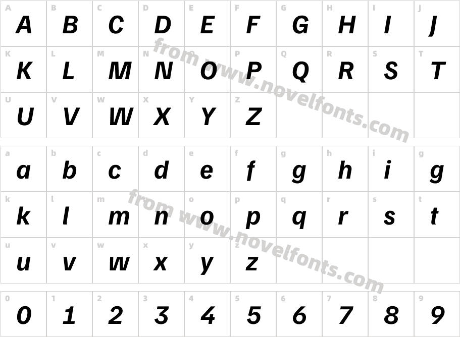 Familjen Grotesk Bold ItalicCharacter Map
