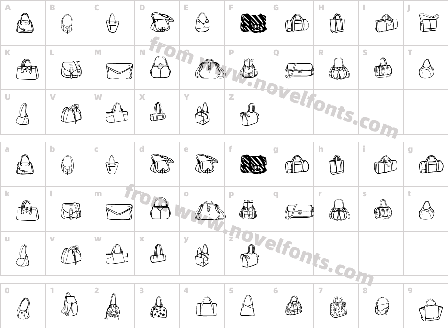 Fashionbag RegularCharacter Map