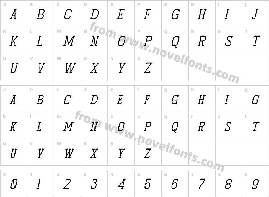 Fatient ItalicCharacter Map