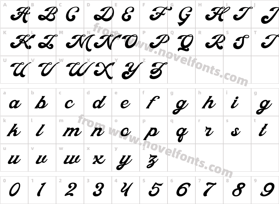 Fedian Script RegularCharacter Map