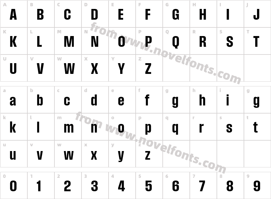 Field Gothic No.45 Bold CondCharacter Map