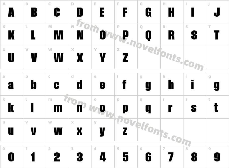 Field Gothic No.47 XX Bold CondCharacter Map