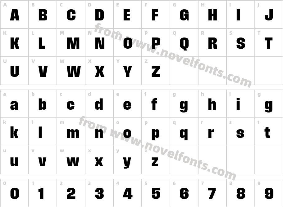 Field Gothic No.56 X Bold CompactCharacter Map