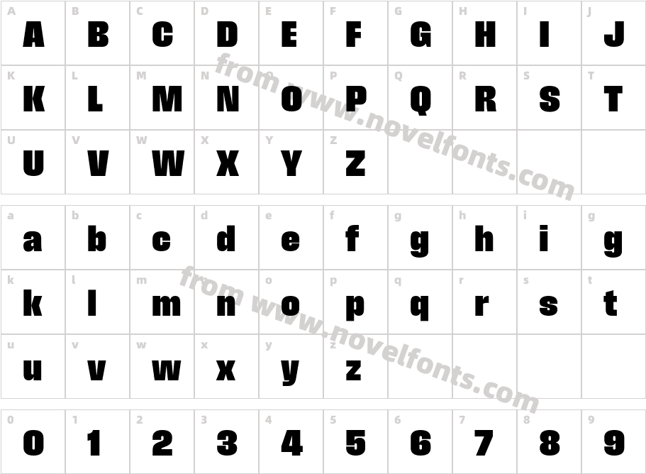 Field Gothic No.57 XX Bold CompactCharacter Map