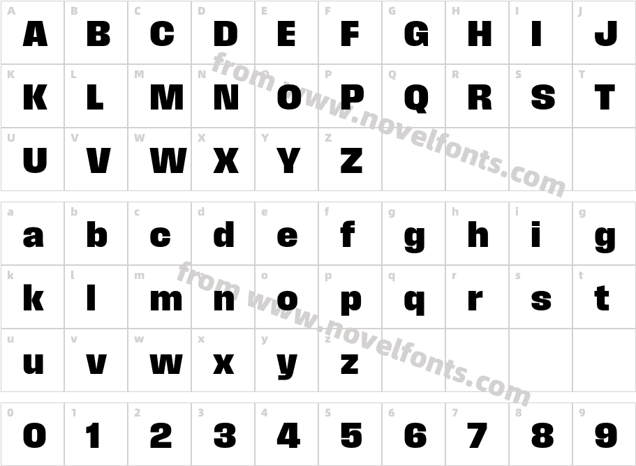 Field Gothic No.66 X BoldCharacter Map