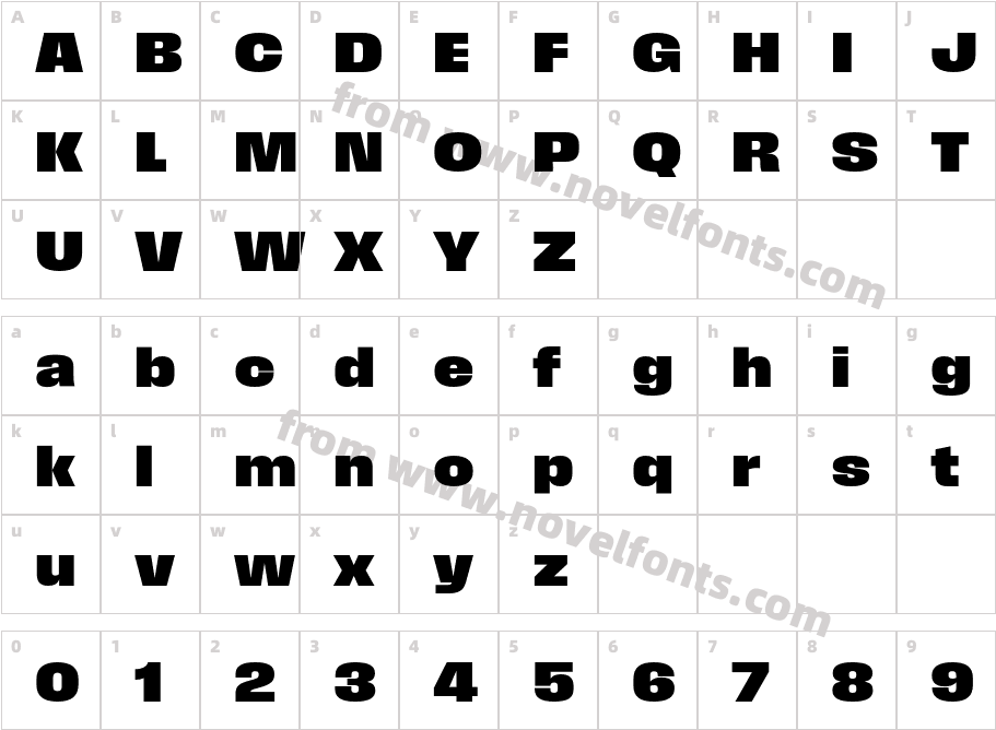 Field Gothic No.76 X Bold WideCharacter Map