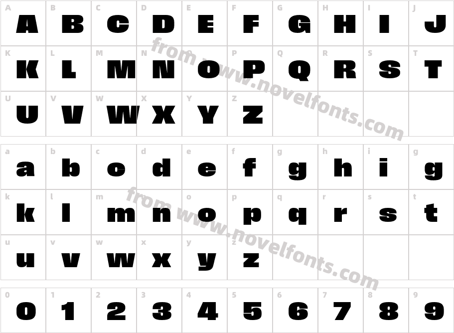 Field Gothic No.77 XX Bold WideCharacter Map