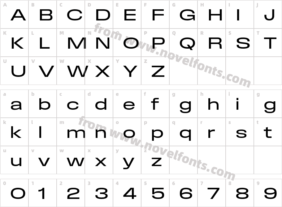Field Gothic No.82 Reg X WideCharacter Map