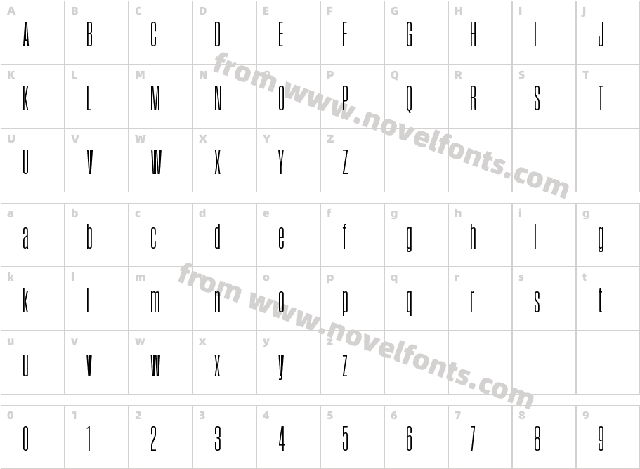 Field Gothic TEST No.12 Reg XXX CondCharacter Map