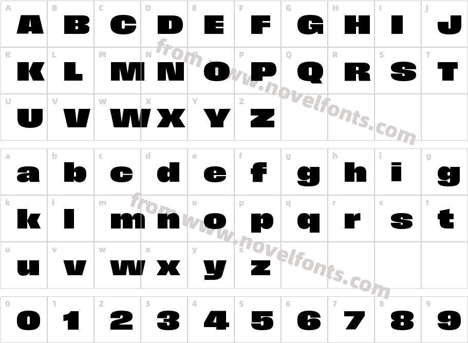 Field Gothic TEST No.87 XX Bold X WideCharacter Map