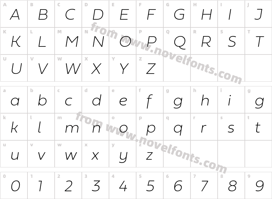 Fieldwork Italic HairCharacter Map