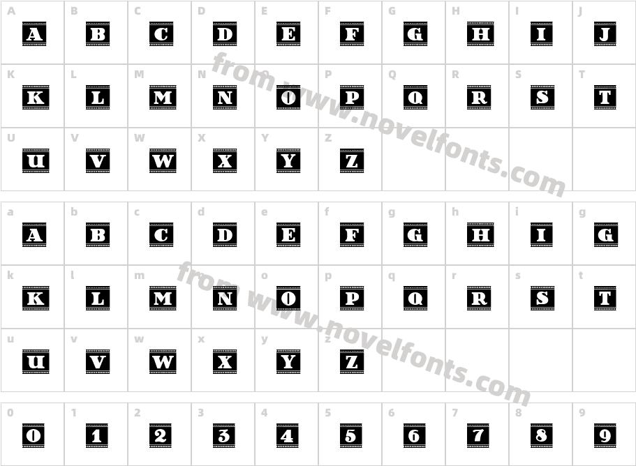 Film Letters Filled RegularCharacter Map