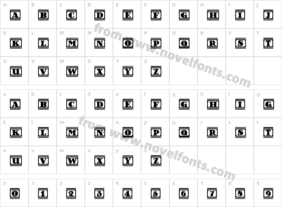Film Letters RegularCharacter Map