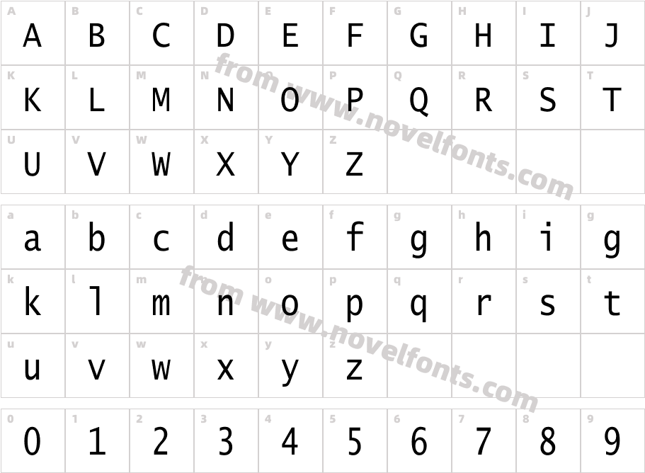 Lucida Console ThinCharacter Map