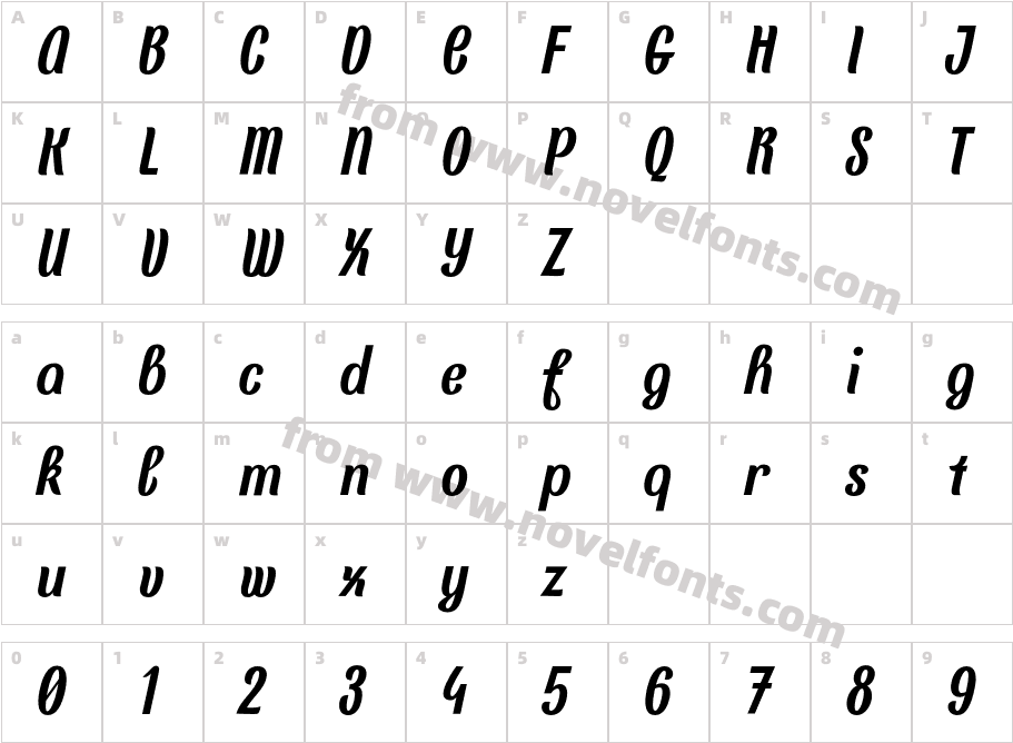 Finesse ItalicCharacter Map