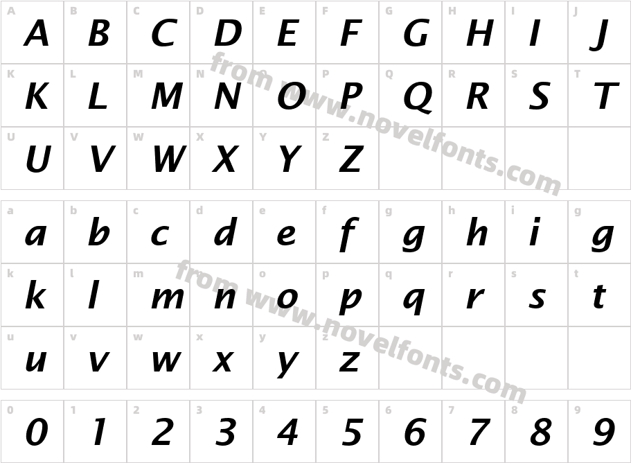 Lucida Sans Demi-gras ItaliqueCharacter Map