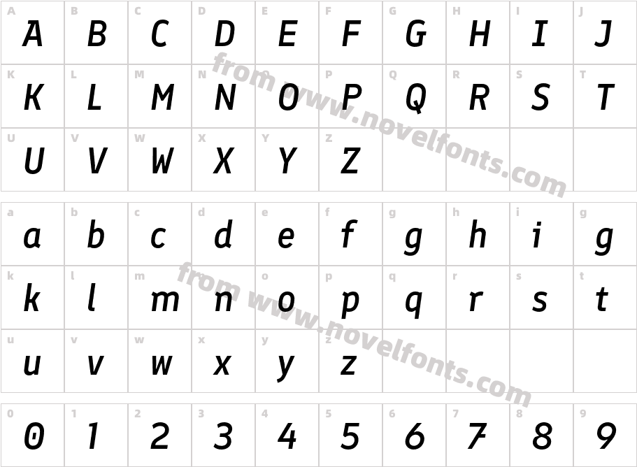 Finlandica Medium ItalicCharacter Map