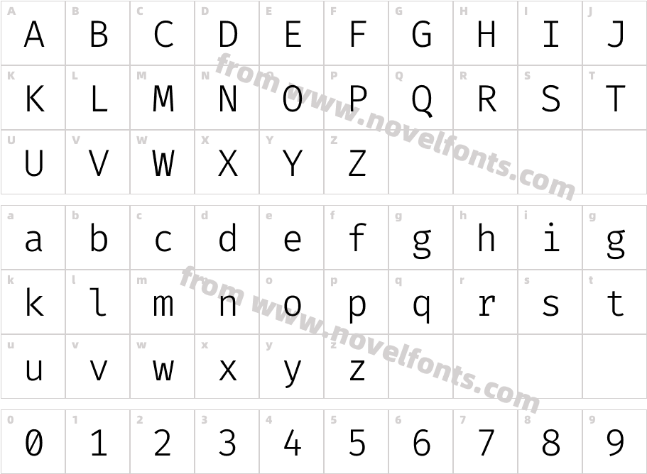 Fira Code LightCharacter Map
