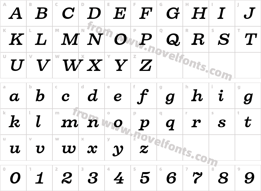 Firelli Bold ItalicCharacter Map