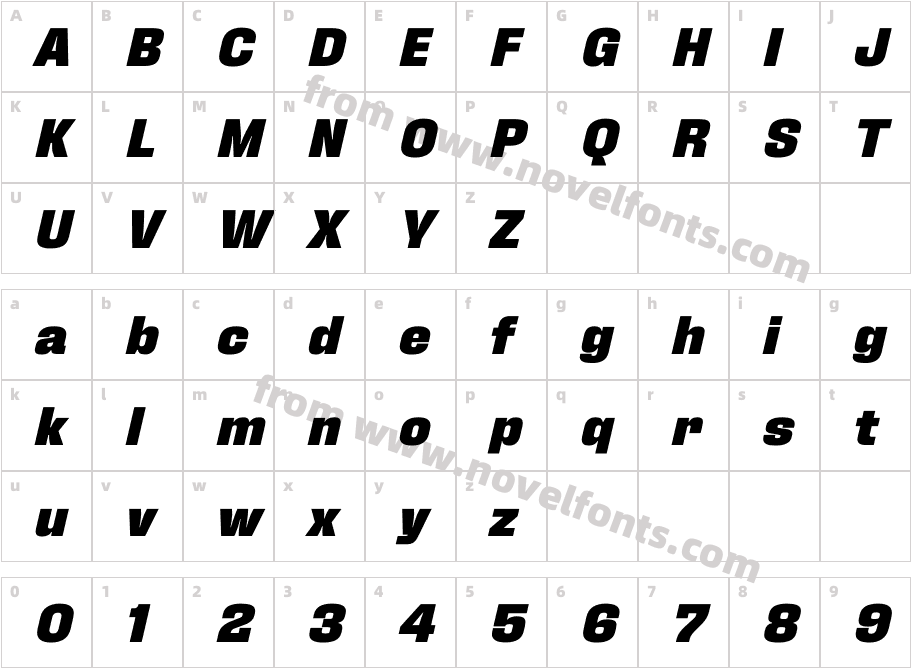 Fixture Italic BlackCharacter Map