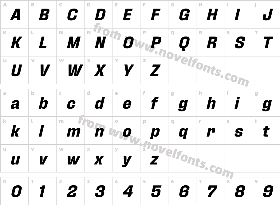 Fixture Italic BoldCharacter Map