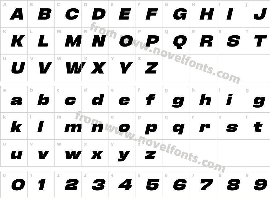 Fixture Italic Expanded BlackCharacter Map