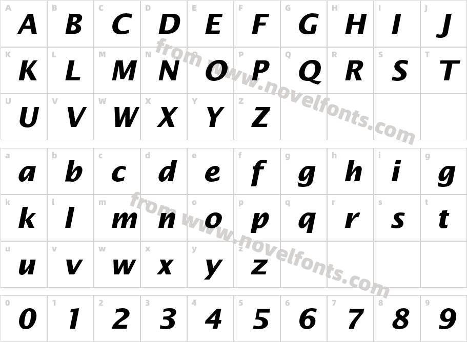 LucidaSans-BoldItalicCharacter Map