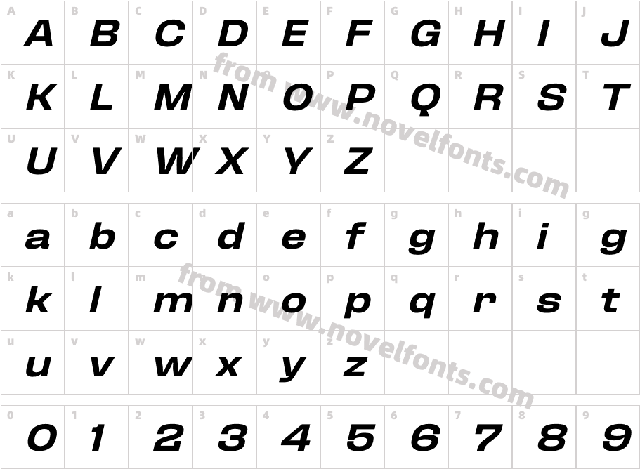 Fixture Italic Expanded SemiboldCharacter Map