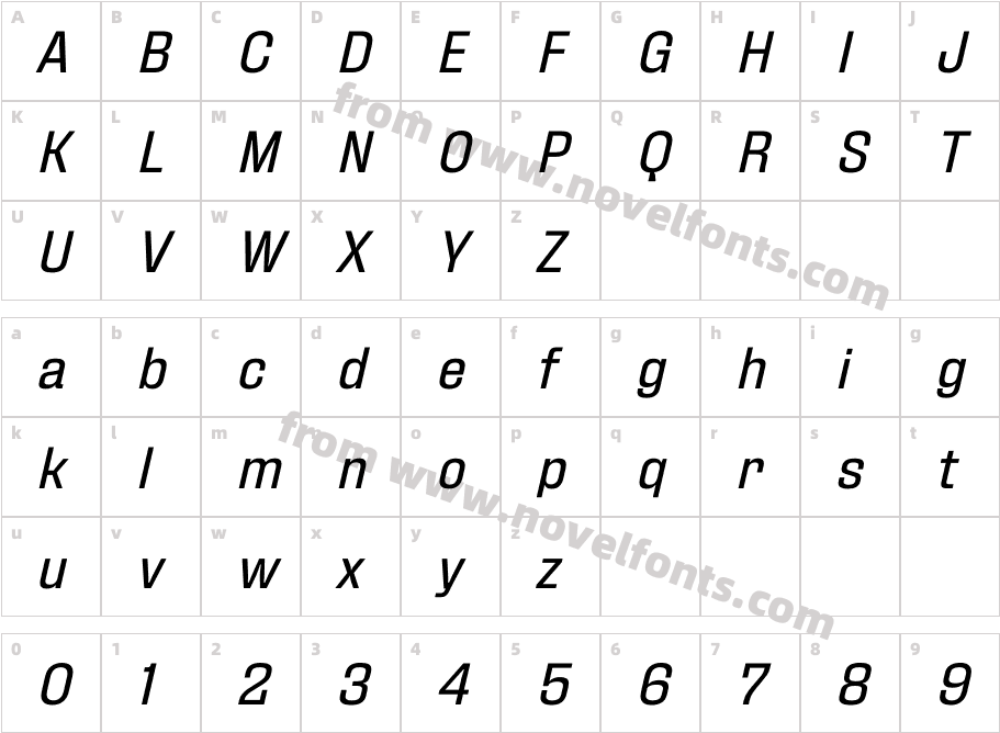 Fixture Italic RegularCharacter Map
