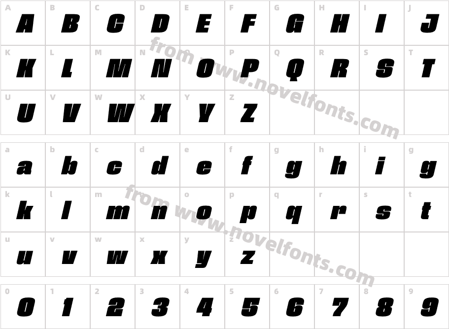 Fixture Ultra Italic Extra BoldCharacter Map