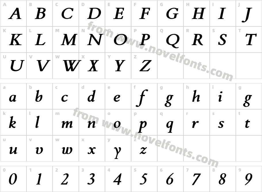 Flanker Griffo Italic BoldCharacter Map