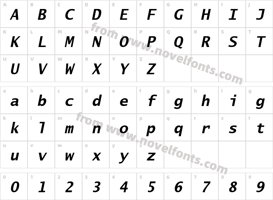 LucidaSansTypeEF-BoldOblCharacter Map