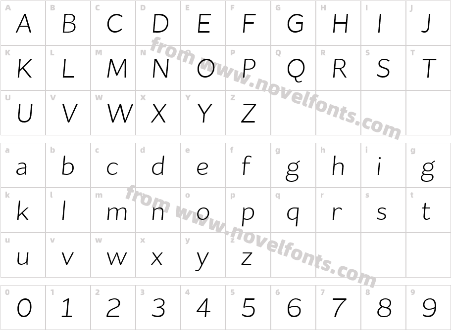 Flat Sans Light ItalicCharacter Map