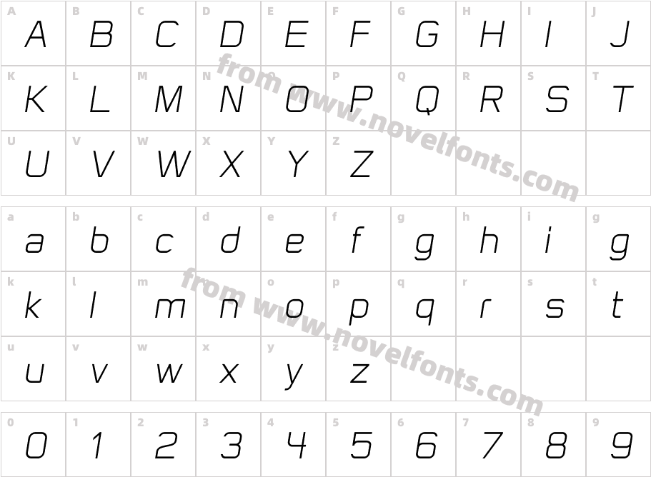 Flat Sans Light Oblique W00 RgCharacter Map