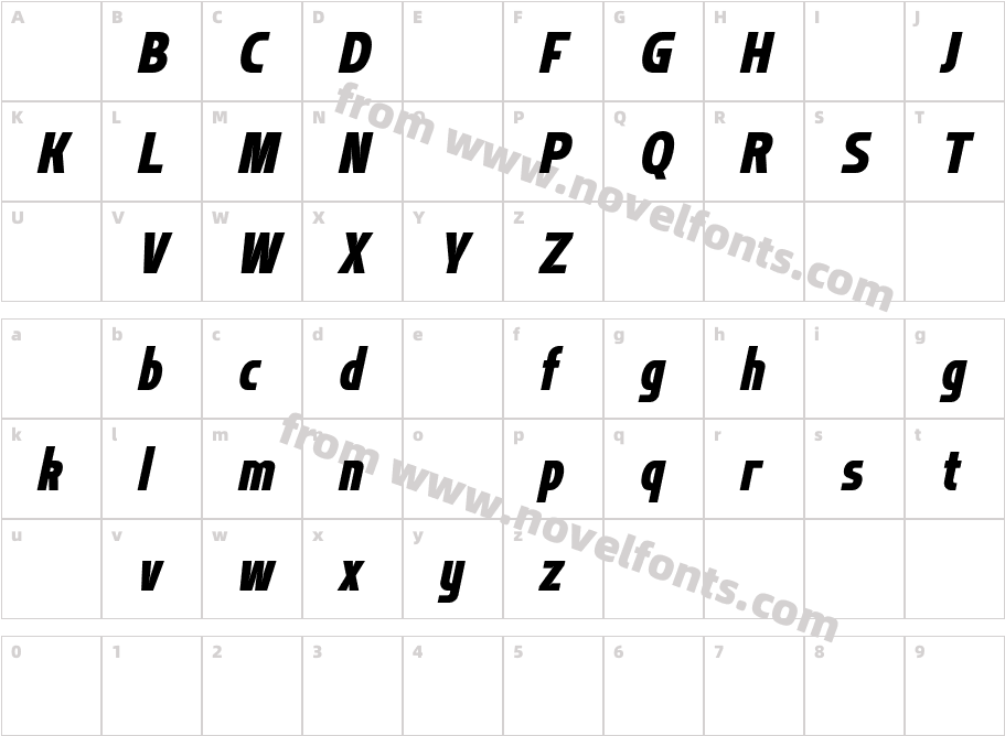 Flatory Sans DEMO Black Condensed ItalicCharacter Map