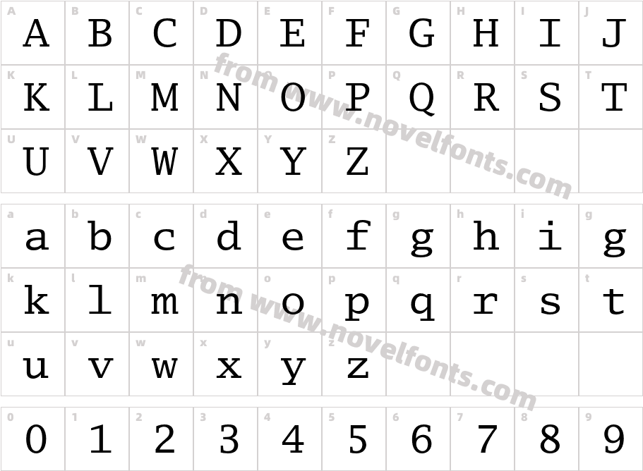 LucidaTypewriterCharacter Map