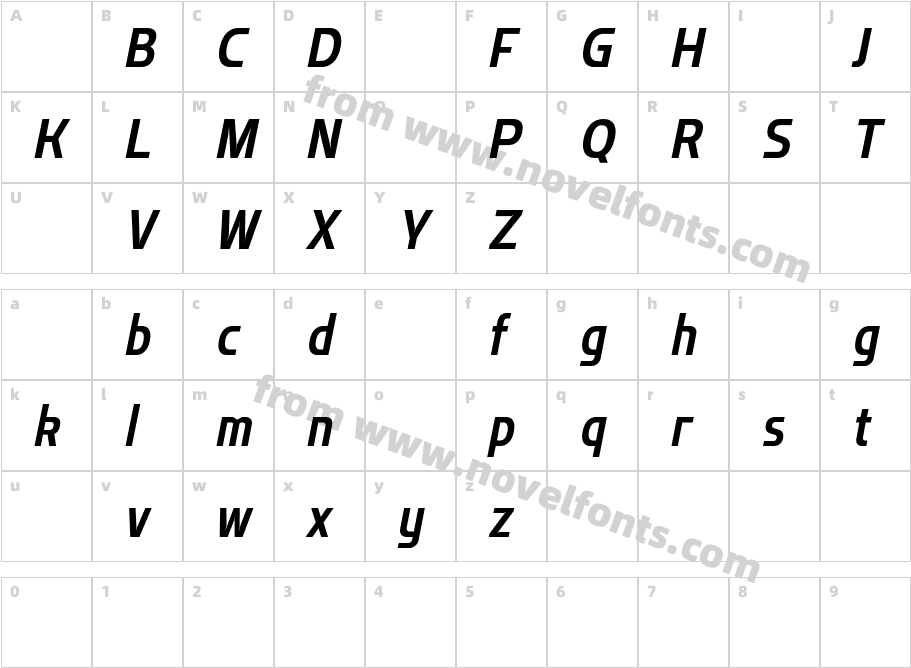 Flatory Sans DEMO Bold Semi Condensed ItalicCharacter Map