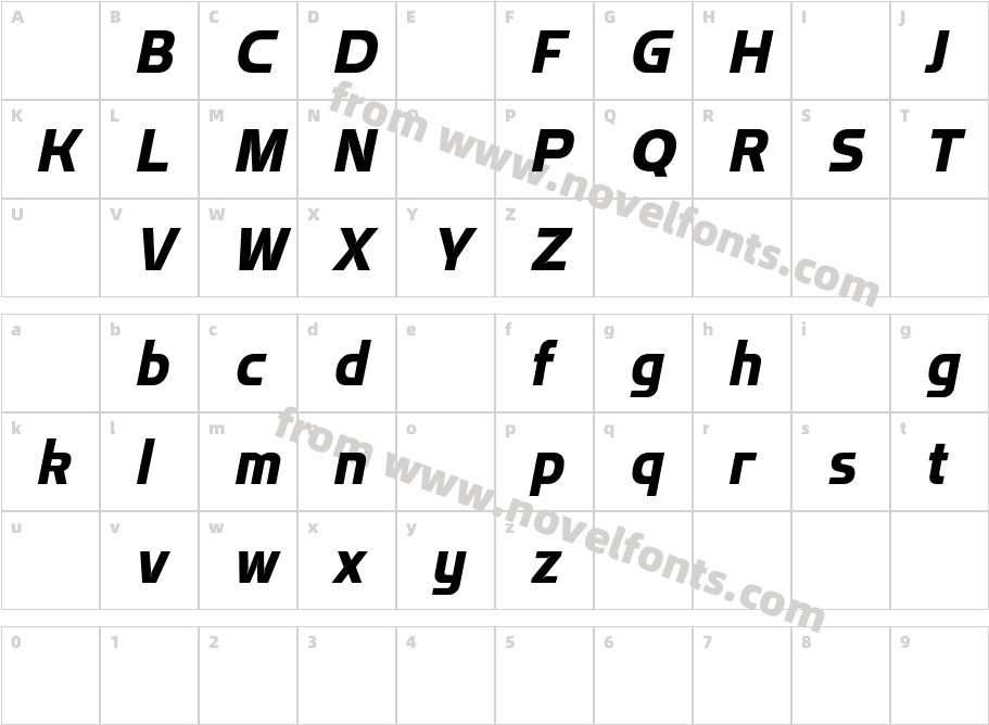Flatory Sans DEMO Extra Bold ItalicCharacter Map