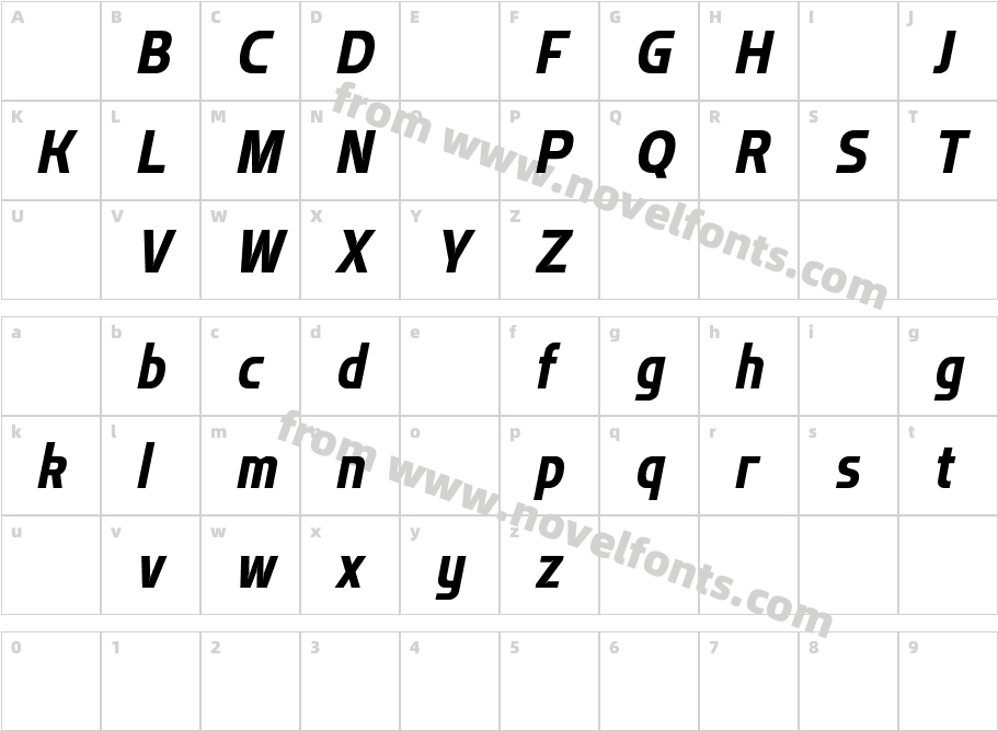 Flatory Sans DEMO Extra Bold Semi Condensed ItalicCharacter Map