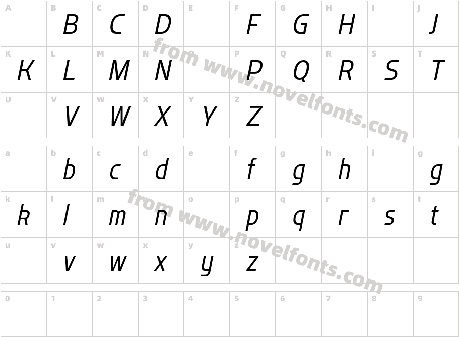 Flatory Sans DEMO Light Semi Condensed ItalicCharacter Map