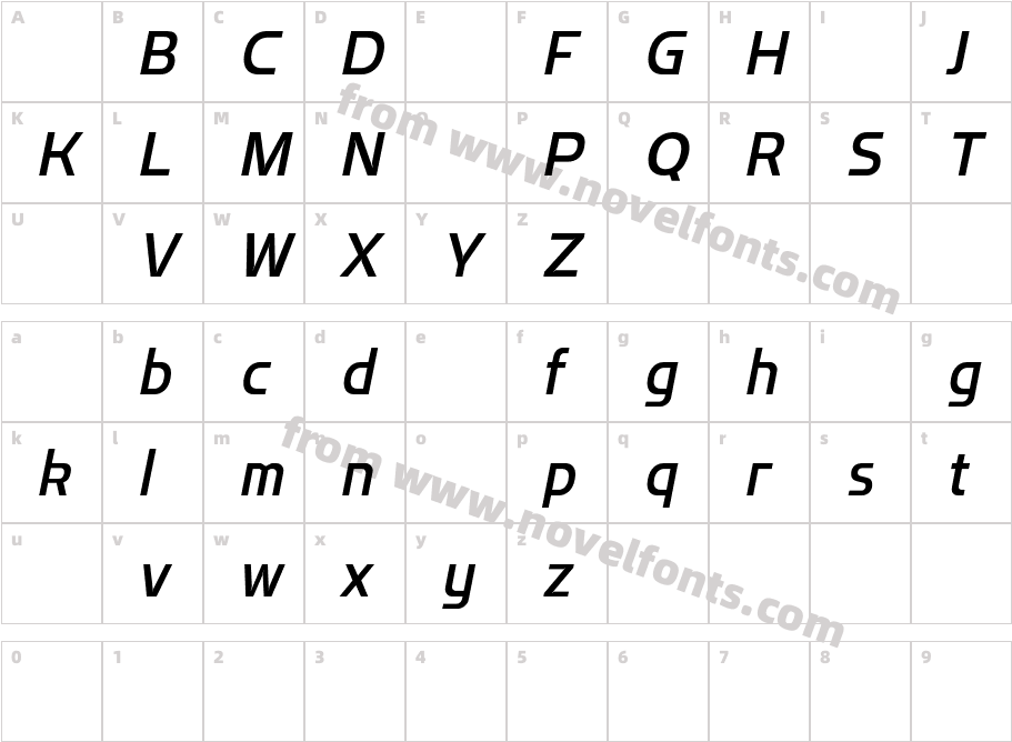 Flatory Sans DEMO Medium ItalicCharacter Map
