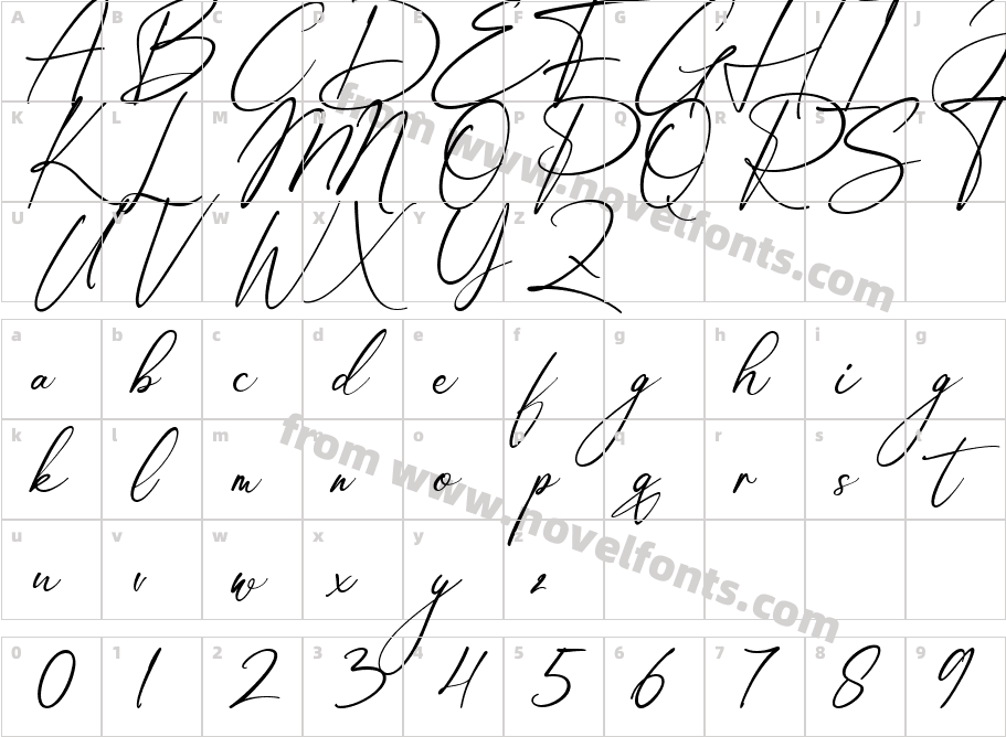 Florissant Handwriting RegularCharacter Map