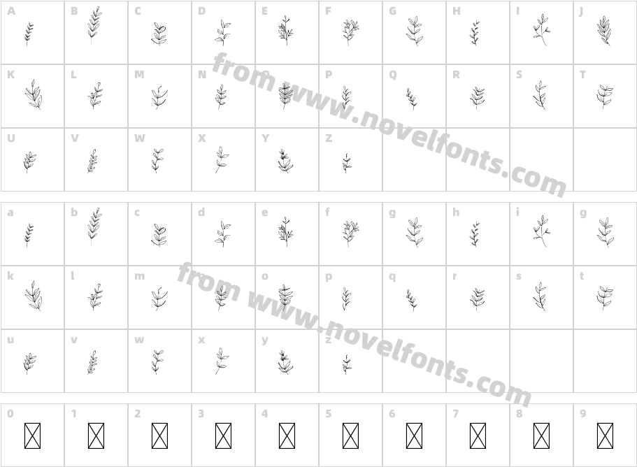 Flowers Leaves RegularCharacter Map