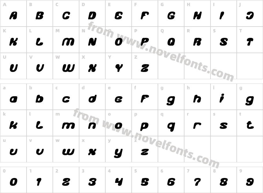 Fluctuate Bold ItalicCharacter Map